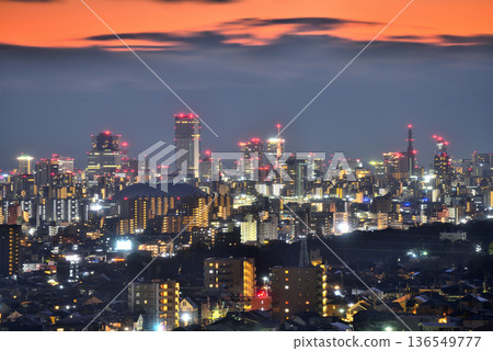 Aichi Prefecture: Night view of Nagoya City from Skyward Asahi in Owariasahi City Aichi Prefecture: Night view of Nagoya City from Skyward Asahi in Owariasahi City 136549777