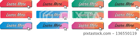 Click here for details. CTA button design variations set. Web vector material. 136550119