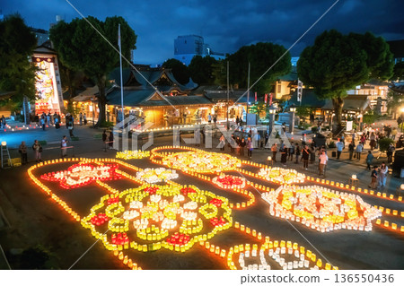 Aerial view of Hakata lantern light festival at Kushida shrine, Fukuoka Aerial view of Hakata lantern light festival at Kushida shrine, Fukuoka 136550436