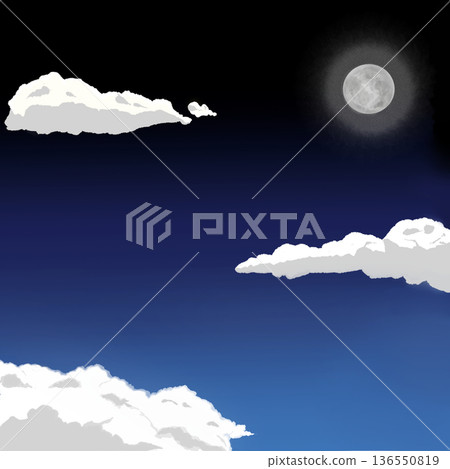 滿月和浮在夜空中的雲 滿月和浮在夜空中的雲 136550819