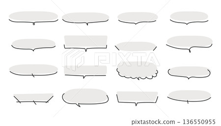 Simple hand-drawn speech bubble set, gray frame, comment frame, illustration material Simple hand-drawn speech bubble set, gray frame, comment frame, illustration material 136550955