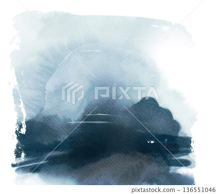 Moody Blue Watercolor Landscape Wash Vector 136551046