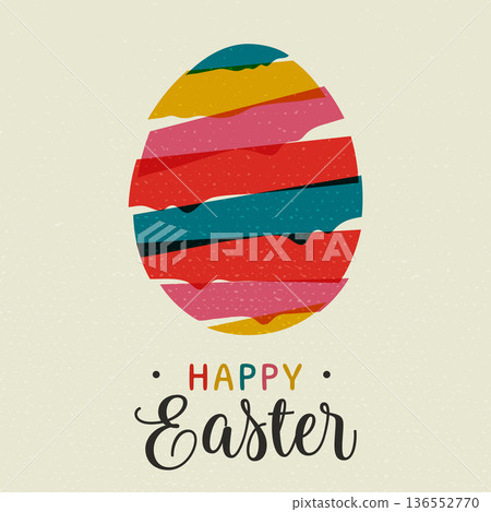 Happy Easter Day Colorful Abstract Painted Egg.Vector Illustration 136552770