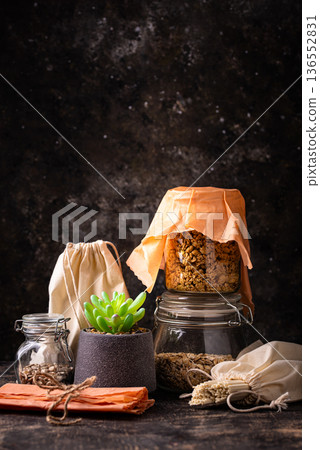 Beeswax wrap. Reusable plastic free concept 136552831