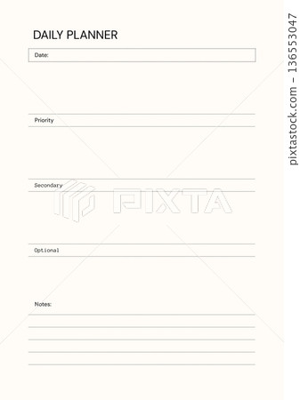 Neutral Simple Daily Planner Page A4 Document Printable paper 136553047