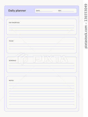 Purple and Cream Simple Daily Planner A4 Document 136553049