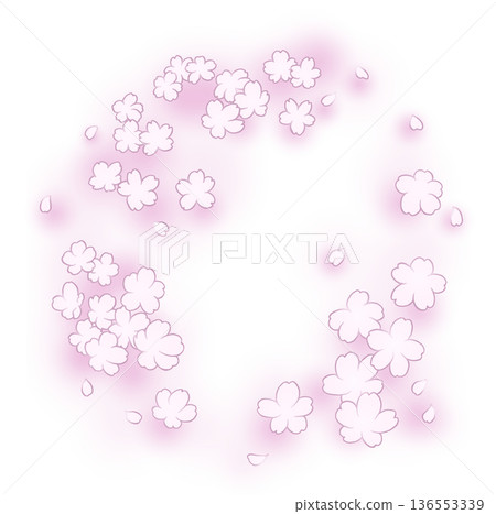 Hand-drawn cherry blossom round frame Hand-drawn cherry blossom round frame 136553339