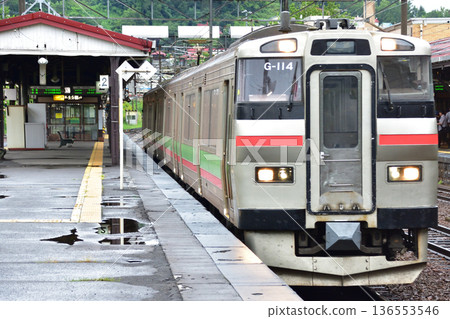 JR Hokkaido Hakodate Main Line: Scenery from the window of a local train from Otaru Station to Yoichi Station (Summer rain, 2023) JR Hokkaido Hakodate Main Line: Scenery from the window of a local train from Otaru Station to Yoichi Station (Summer rain, 2023) 136553546