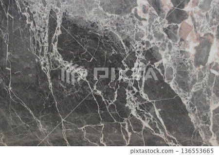 Close up of Grigio Carnico marble with strong grey and white breccia patterns for artistic interior wall applications. Close up of Grigio Carnico marble with strong grey and white breccia patterns for artistic interior wall applications. 136553665
