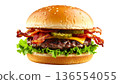 培根生菜漢堡的插圖，包含培根和生菜 136554055