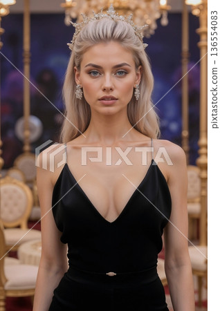 This image shows a woman in an elegant evening look This image shows a woman in an elegant evening look 136554083
