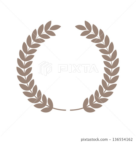 Heraldic laurel wreath with small leaves. Award or badge frame vector illustration. Heraldic laurel wreath with small leaves. Award or badge frame vector illustration. 136554162