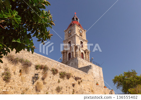 Clock Tower in Rhodes Old Town, Greece Clock Tower in Rhodes Old Town, Greece 136555402