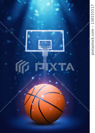 Basketball hoop and orange basketball 136555517