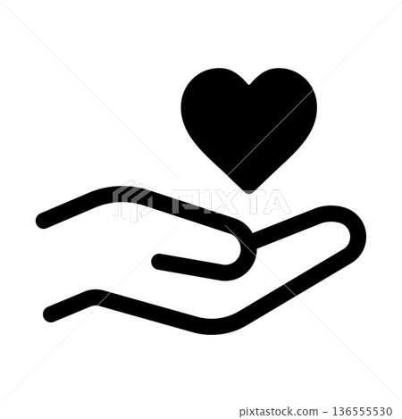 Heart compassion icon floating in the palm of your hand Heart compassion icon floating in the palm of your hand 136555530