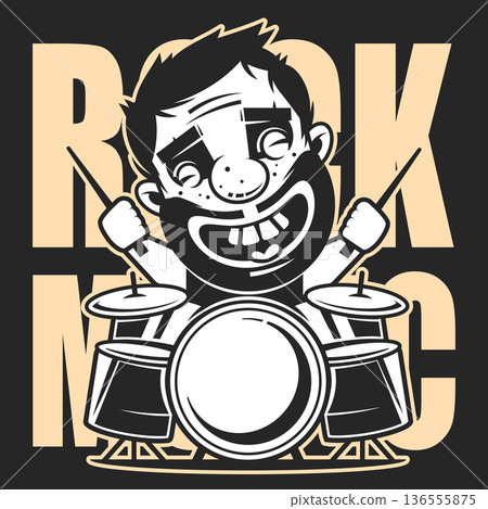 Complete professional drum kit vector logo with bass drum, toms and cymbals Complete professional drum kit vector logo with bass drum, toms and cymbals 136555875
