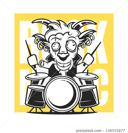 Complete professional drum kit vector logo with bass drum, toms and cymbals Complete professional drum kit vector logo with bass drum, toms and cymbals 136555877