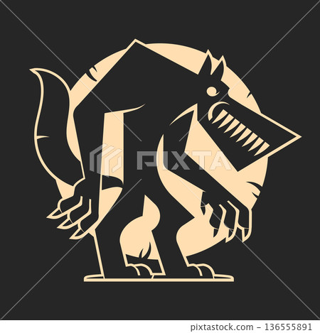 Game style wolf logo template illustration. Wolf head mascot symbol 136555891