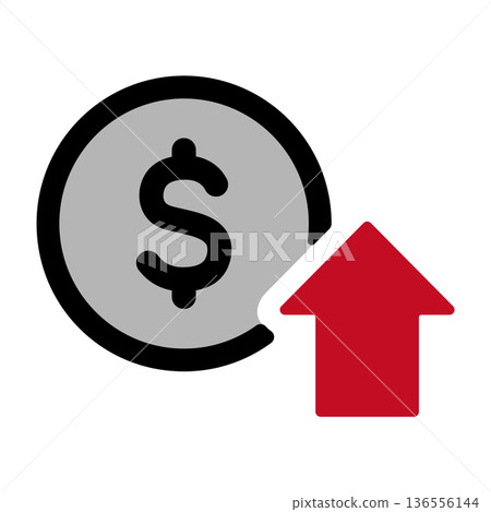 美元符號和上升箭頭圖示代表股價上漲 美元符號和上升箭頭圖示代表股價上漲 136556144