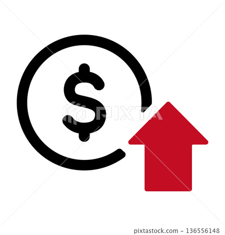 Dollar sign and rising arrow - Icon representing investment results Dollar sign and rising arrow - Icon representing investment results 136556148