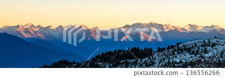 Panorama of Passo Giau in the Dolomites mountains during autumn sunrise. Beautiful mountains of Alpi Dolomiti in Italy, South Tirol Panorama of Passo Giau in the Dolomites mountains during autumn sunrise. Beautiful mountains of Alpi Dolomiti in Italy, South Tirol 136556266