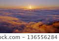 Beautiful Sunset with Purple Tint , Aerial Shot Above Clouds 136556284