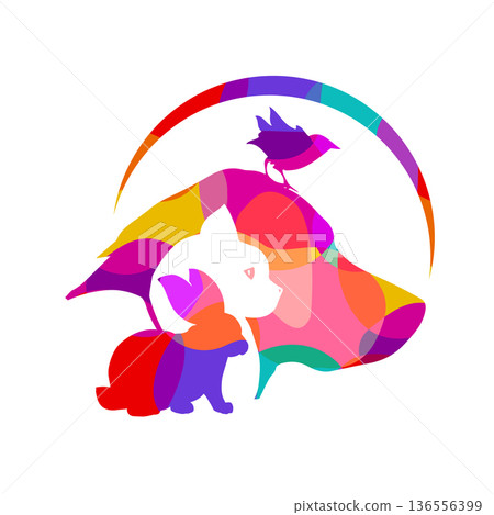 Veterinary clinic logo featuring pet silhouettes. Hand drawn. Not AI, vector illustration. Veterinary clinic logo featuring pet silhouettes. Hand drawn. Not AI, vector illustration. 136556399