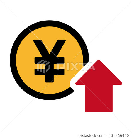 Yen symbol and rising arrow: Icon representing price increase Yen symbol and rising arrow: Icon representing price increase 136556440