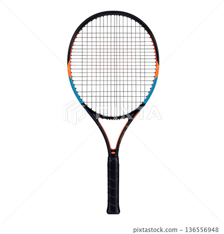 Tennis Racket on a White Background for Sports and Fitness Activities 136556948