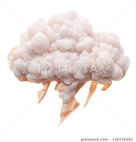 Cloud With Lightning Symbol on a Plain Background During a Stormy Weather Event Cloud With Lightning Symbol on a Plain Background During a Stormy Weather Event 136556983