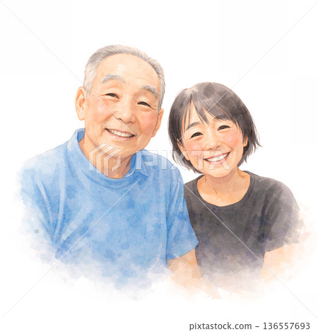 A warm illustration of a happy couple A warm illustration of a happy couple 136557693