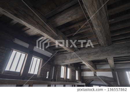 Inside the main tower of Himeji Castle, a World Heritage Site and National Treasure Inside the main tower of Himeji Castle, a World Heritage Site and National Treasure 136557862