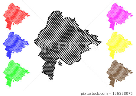 Feldkirch district (Republic of Austria or osterreich, Vorarlberg or Vorarlbearg state) map vector illustration, scribble sketch Bezirk Feldkirch map 136558075