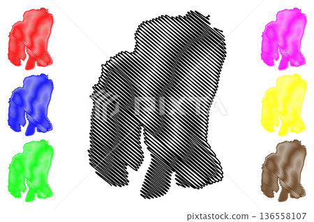 Arnoya island (Kingdom of Norway) map vector illustration, scribble sketch Ardni map 136558107
