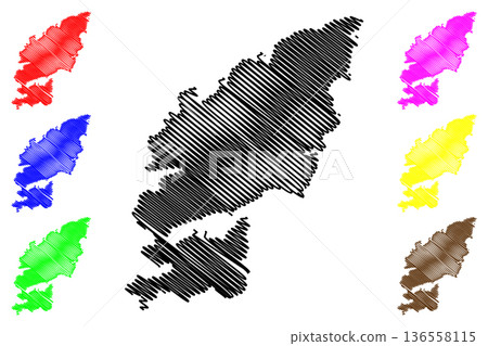 Attu island (Republic of Finland) map vector illustration, scribble sketch Attu map 136558115