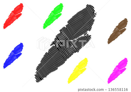 Austra island (Kingdom of Norway) map vector illustration, scribble sketch Austra map 136558116