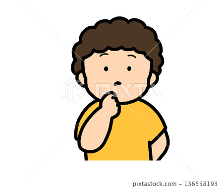 Thinking (front view) Asian boy Thinking (front view) Asian boy 136558193
