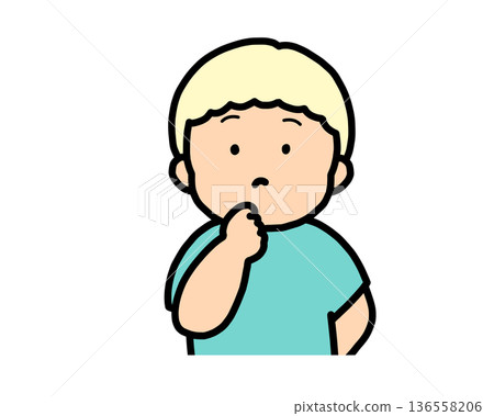 Thinking (front view) blond boy Thinking (front view) blond boy 136558206