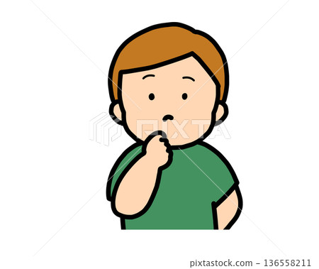 Thinking (front view) brown-haired boy Thinking (front view) brown-haired boy 136558211