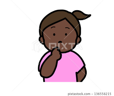 思考中的(正面)黑人女孩 思考中的(正面)黑人女孩 136558215