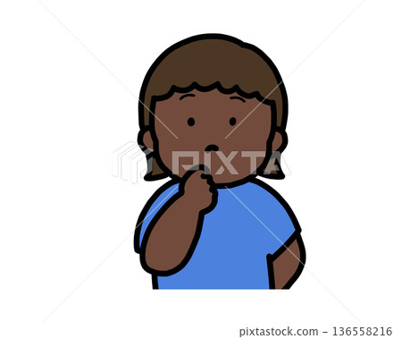 Thinking (front view) black girl Thinking (front view) black girl 136558216