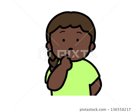 Thinking (front view) black girl Thinking (front view) black girl 136558217