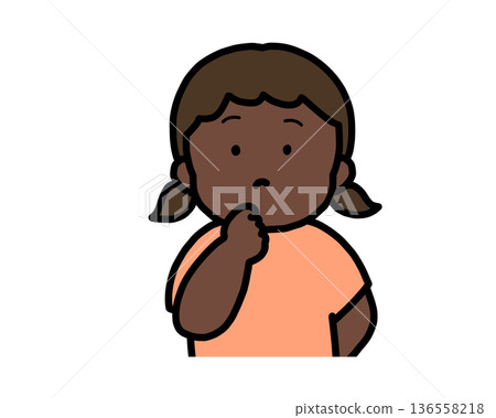 Thinking (front view) black girl Thinking (front view) black girl 136558218