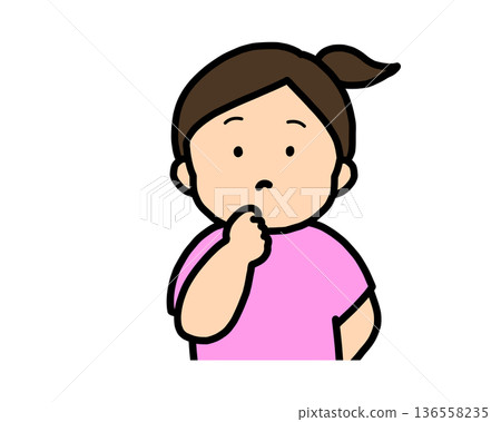 Thinking (front view) Asian girl Thinking (front view) Asian girl 136558235