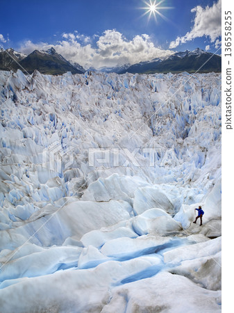 The Perito Moreno Glacier - located in the Los Glaciares National Park in Patagonia in Santa Cruz province, Argentina, South America. The Perito Moreno Glacier - located in the Los Glaciares National Park in Patagonia in Santa Cruz province, Argentina, South America. 136558255