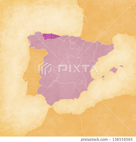 Ocher map of Spain - Asturias Ocher map of Spain - Asturias 136558565