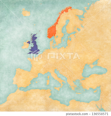 Map of Europe - United Kingdom and Norway Map of Europe - United Kingdom and Norway 136558571