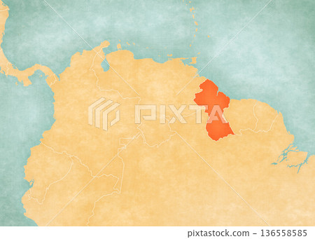 Map of Northern South America - Guyana 136558585