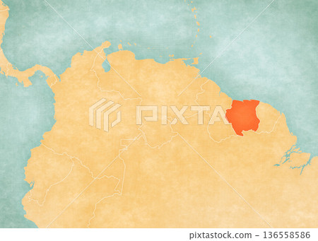 Map of Northern South America - Suriname 136558586