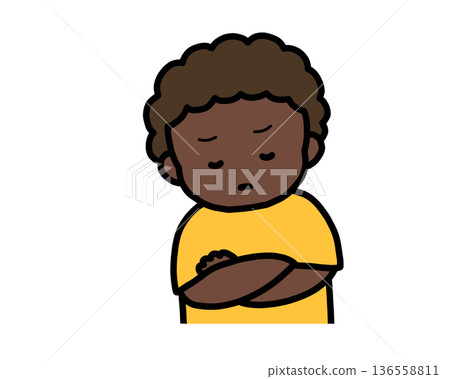 Worried (front view) black boy Worried (front view) black boy 136558811